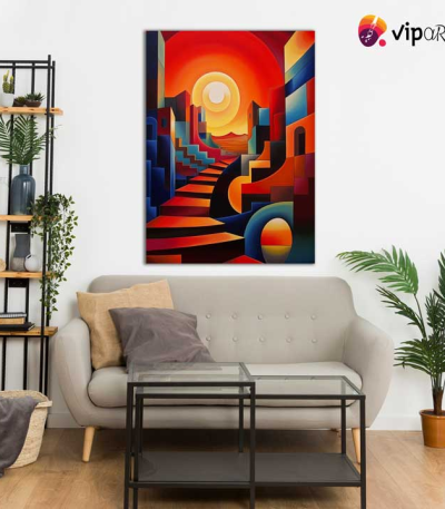 Πίνακας σε Καμβά Cubism Scenery