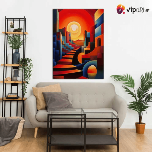 Πίνακας σε Καμβά Cubism Scenery