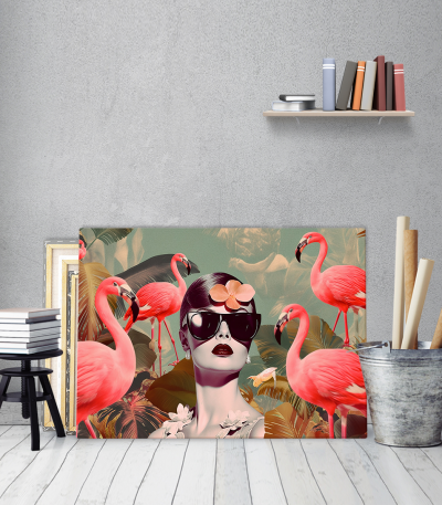 Πίνακας Καμβάς Flamingo Pop Art