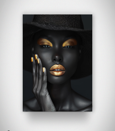 Πίνακας Καμβάς mavro xryso african woman