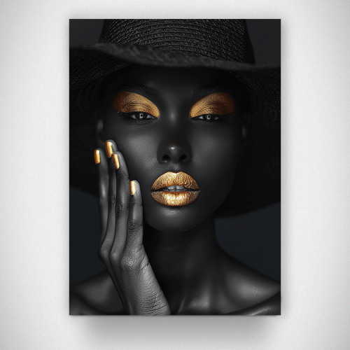Πίνακας Καμβάς mavro xryso african woman