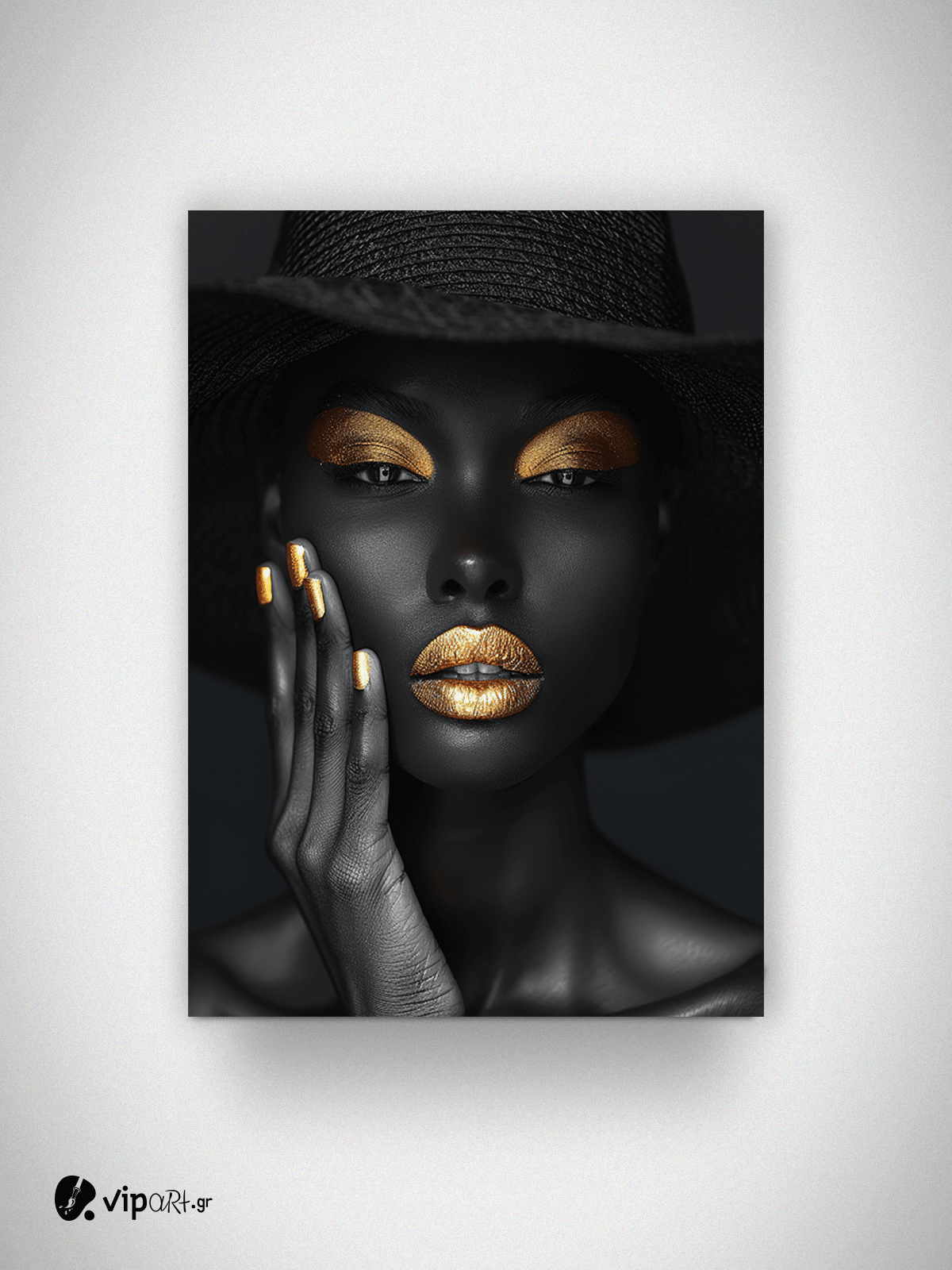 Πίνακας Καμβάς mavro xryso african woman