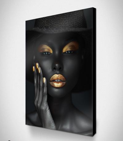 Πίνακας Καμβάς mavro xryso african woman