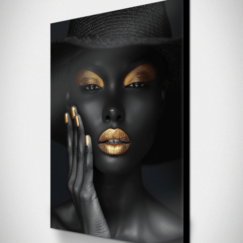 Πίνακας Καμβάς mavro xryso african woman