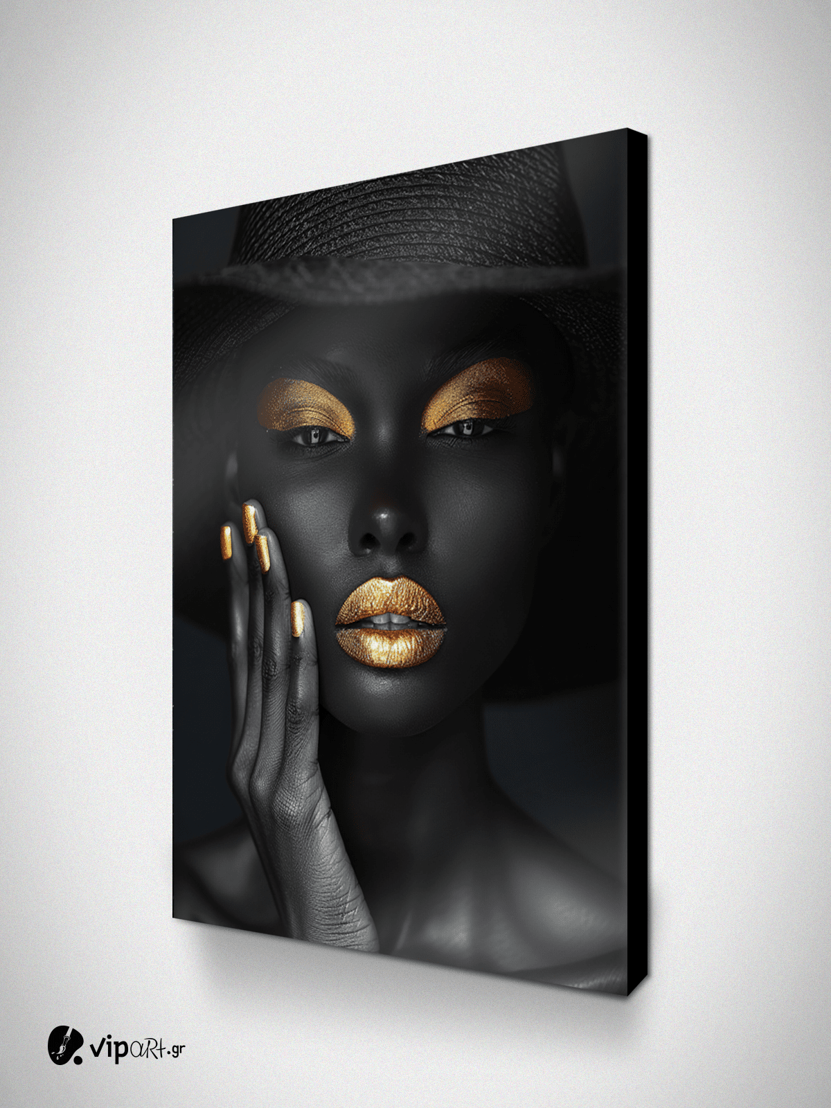 Πίνακας Καμβάς mavro xryso african woman