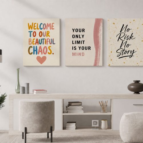 Σύνθεση Με Πίνακες Καμβάδες 60x40 - 3 Τεμάχια - Motivation Wall Set