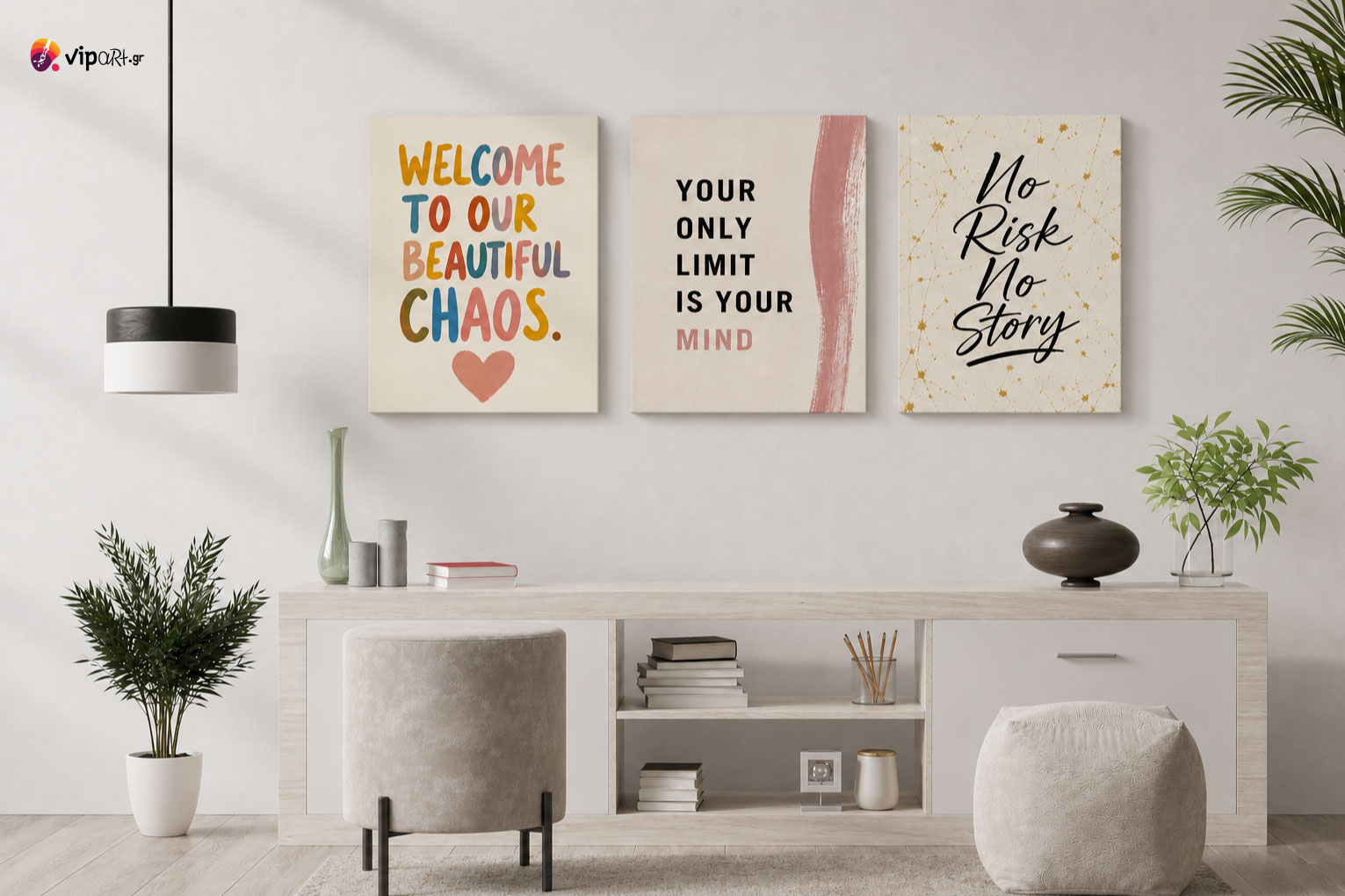 Σύνθεση Με Πίνακες Καμβάδες 60x40 - 3 Τεμάχια - Motivation Wall Set