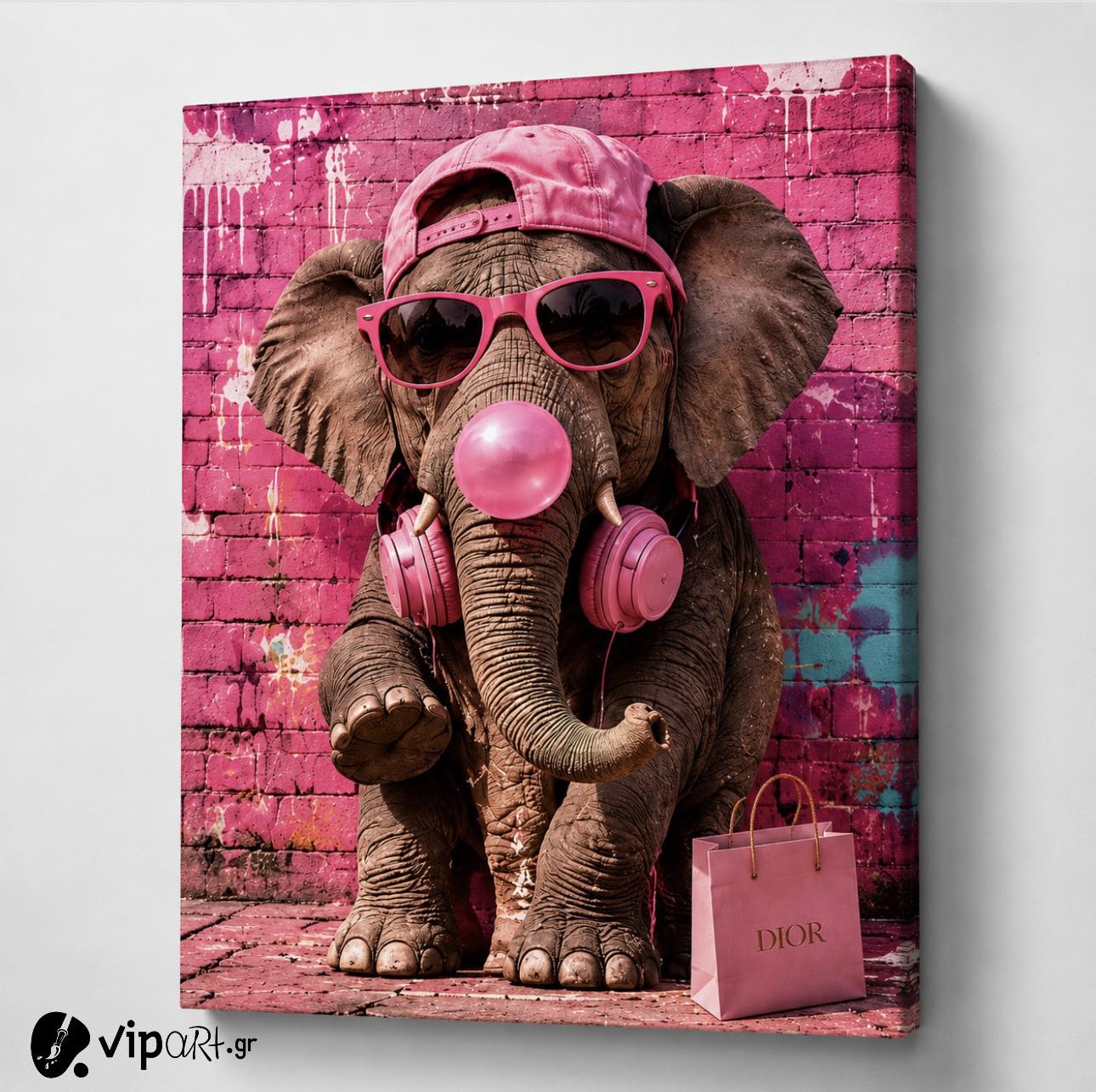 Πίνακας σε καμβά Pink Power Elephant – Urban Pop Chic