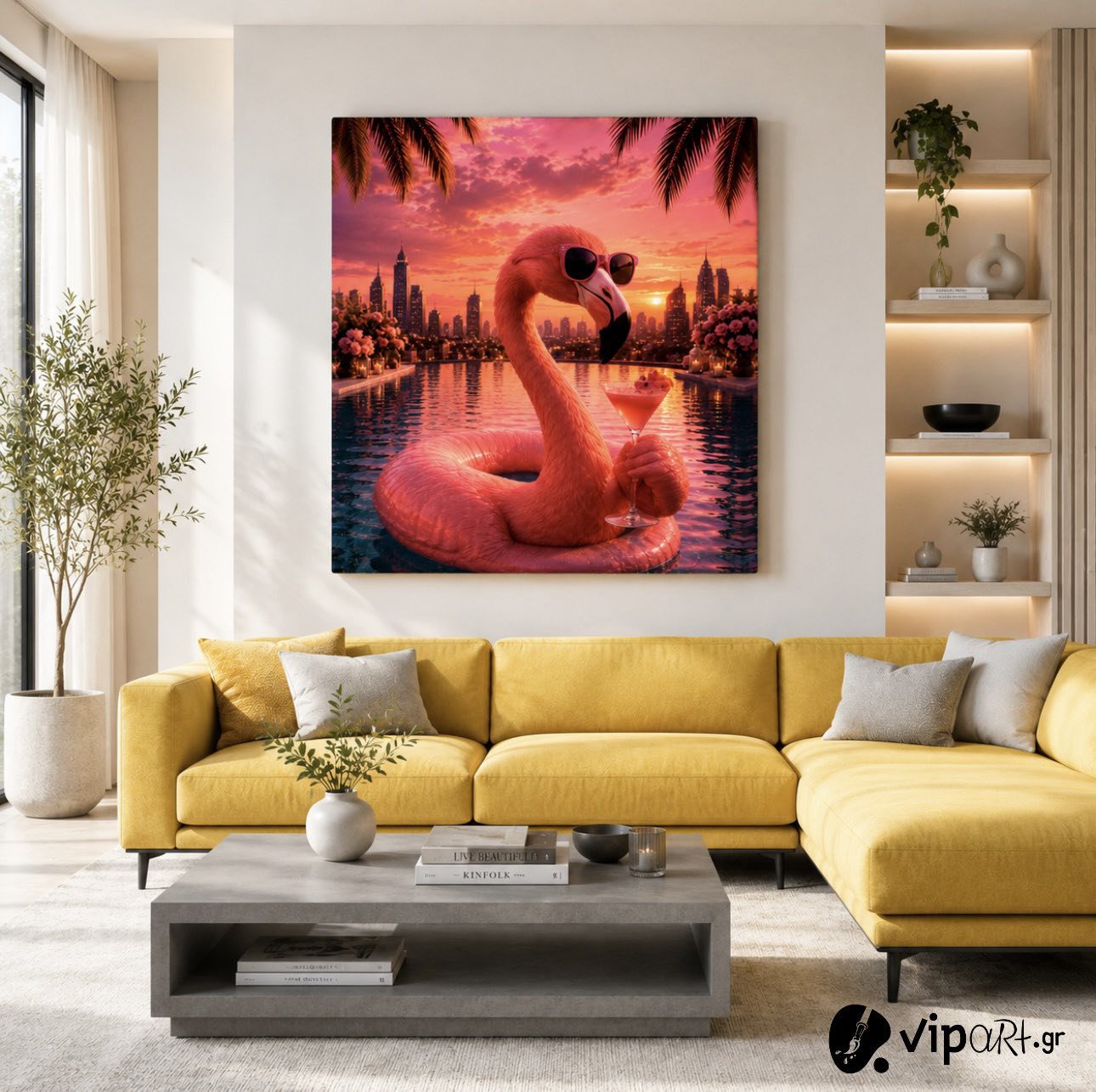 Πίνακας σε καμβά Flamingo Sunset